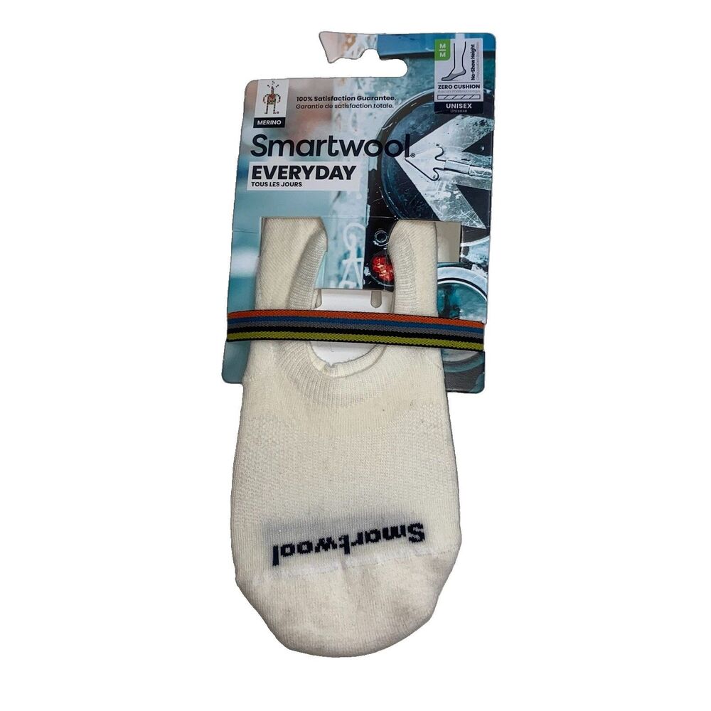 Smartwool Everyday No Show Socks White Size M Unisex Merino Wool Zero Cushion